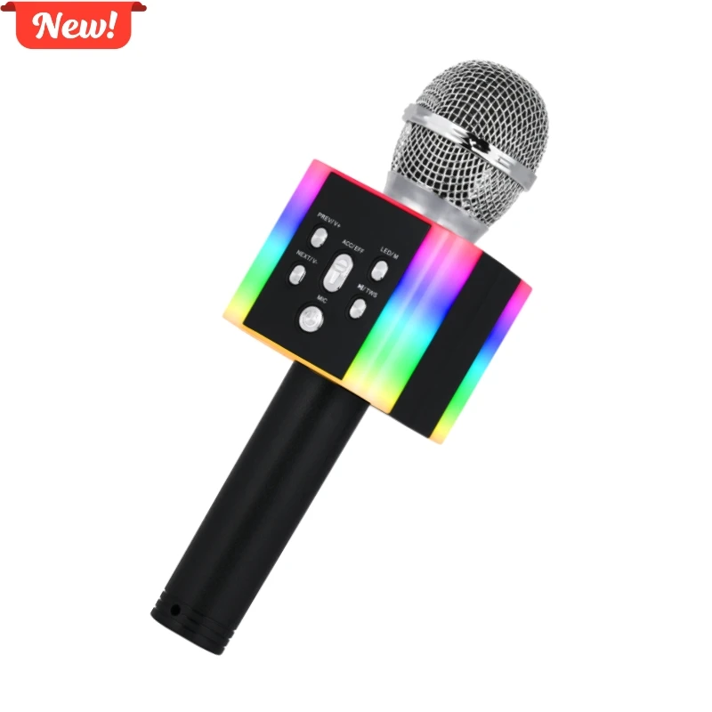 

Bluetooth Wireless Karaoke Microphone Speaker with HiFi Stereo & LED Lights, Supports TWS/Selfie, Large Battery, Live Streaming