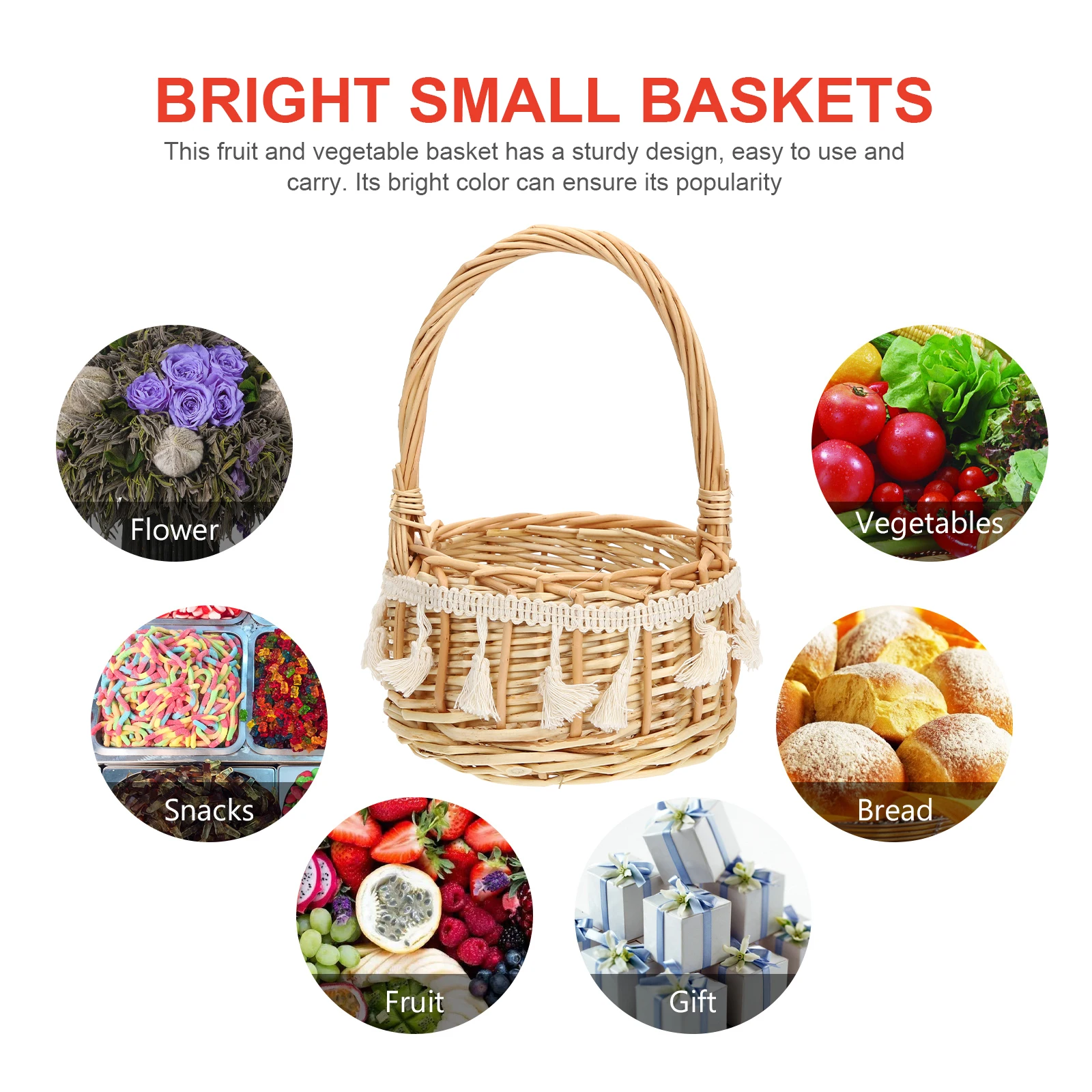 

Wicker Weaving Baskets Multi purpose Decorative Home Flower Girl Basket for Weddings Parties Garden Living Room Storage Sundries