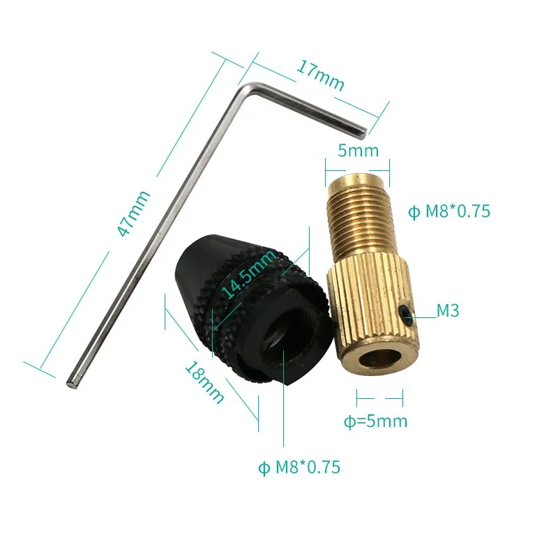 Micro Electric Drill Self Tightening Drill Chuck Small Drill Chuck Hand Drill Woodworking Brass Drill Chuck 5mm Tail