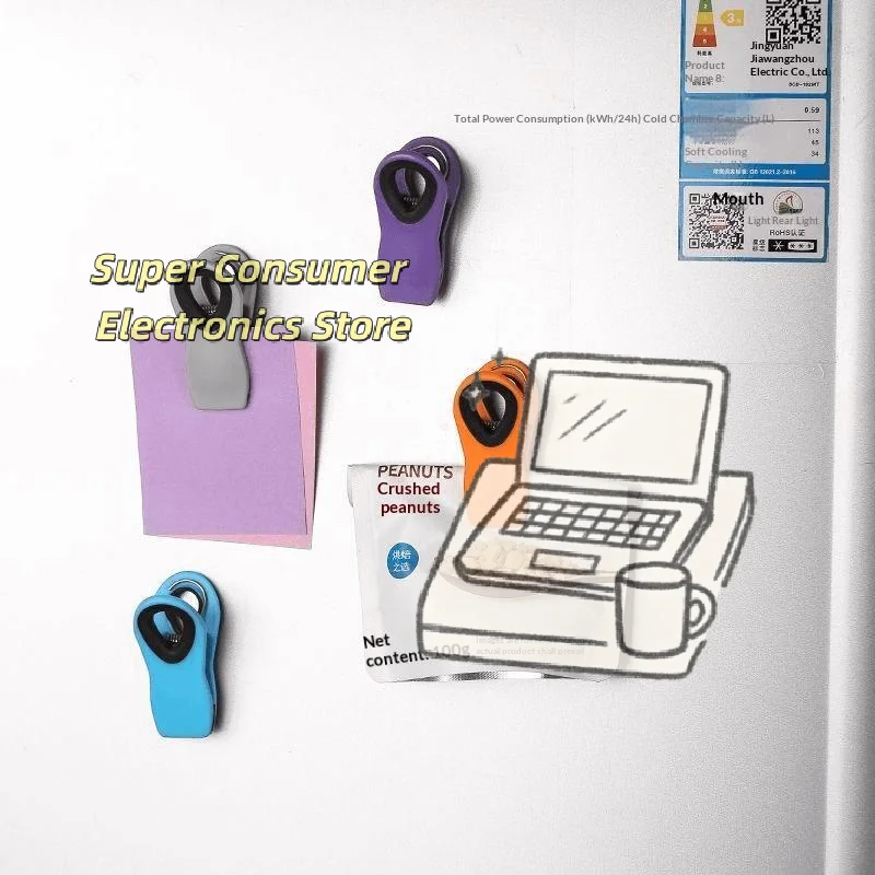 Strong Refrigerator Magnetic Clip 8 Pack Food Grade Magnet for Sealing Bags Memo Note Holder for Kitchen Office Fridge Use