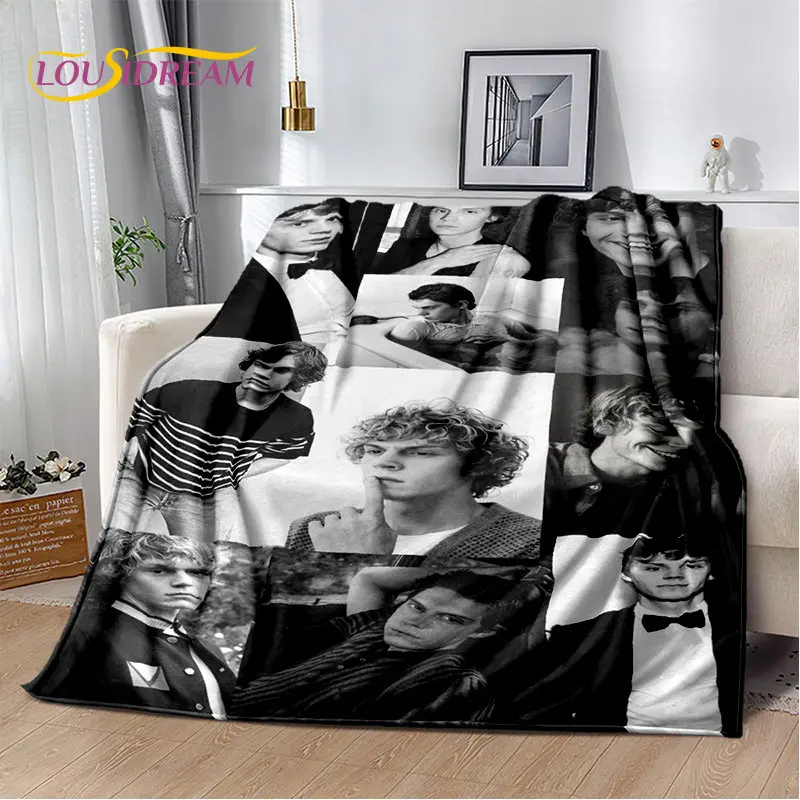 Cute Evan Peters Movie TV  Actor Soft Plush Blanket,Flannel Blanket Throw Blanket for Living Room Bedroom Bed Sofa Picnic Cover