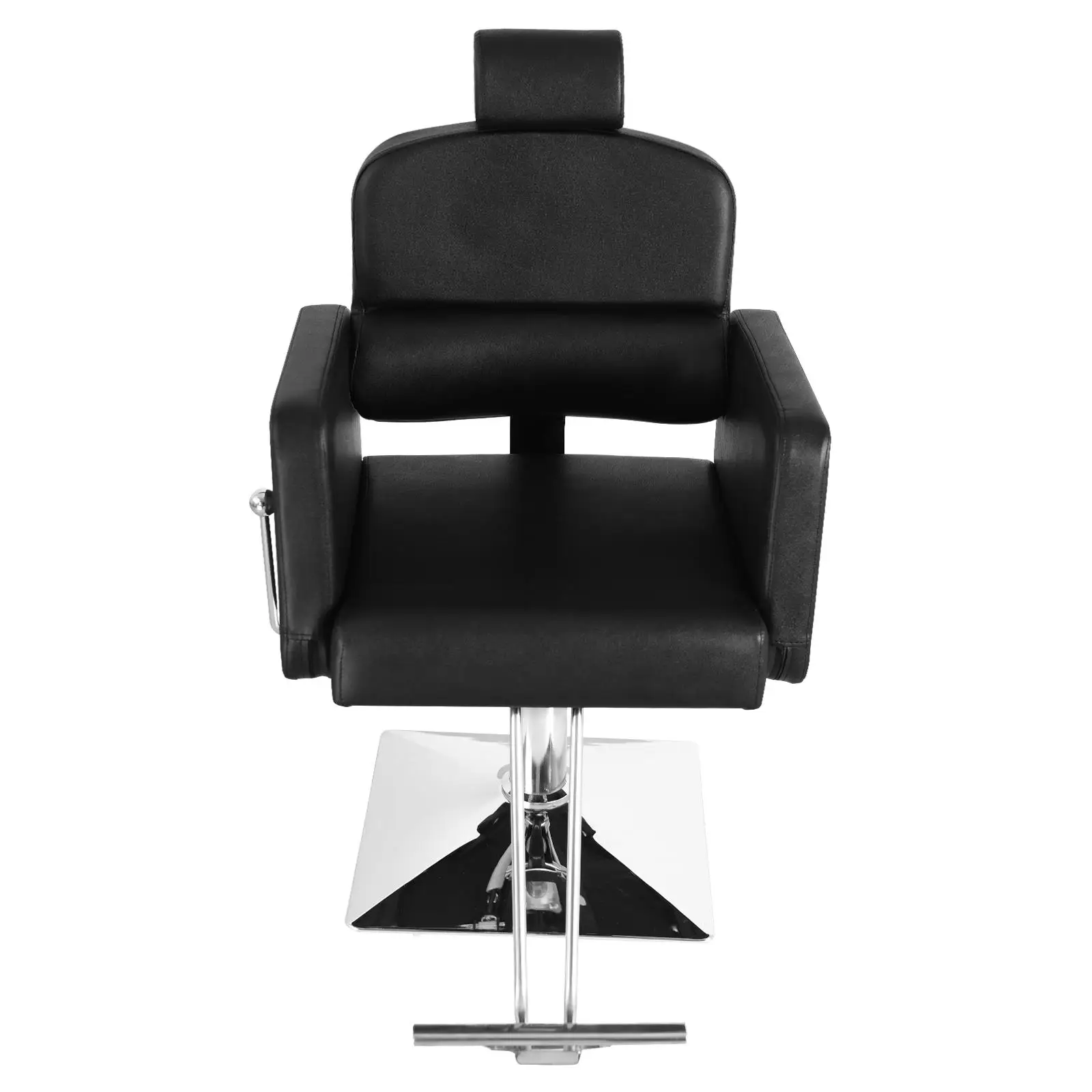 

Reclining Barber Chair with Footrest, Black PVC Leather, Galvanized Plate, 300lbs Capacity - Model HZ8897B N001