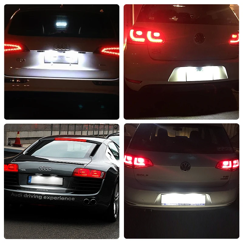 2Pcs For Audi Q8 2019-2022 R8 2007-2022 VW Golf Scirocco Passat New Beetle Polo White LED Number License Plate Light view 5
