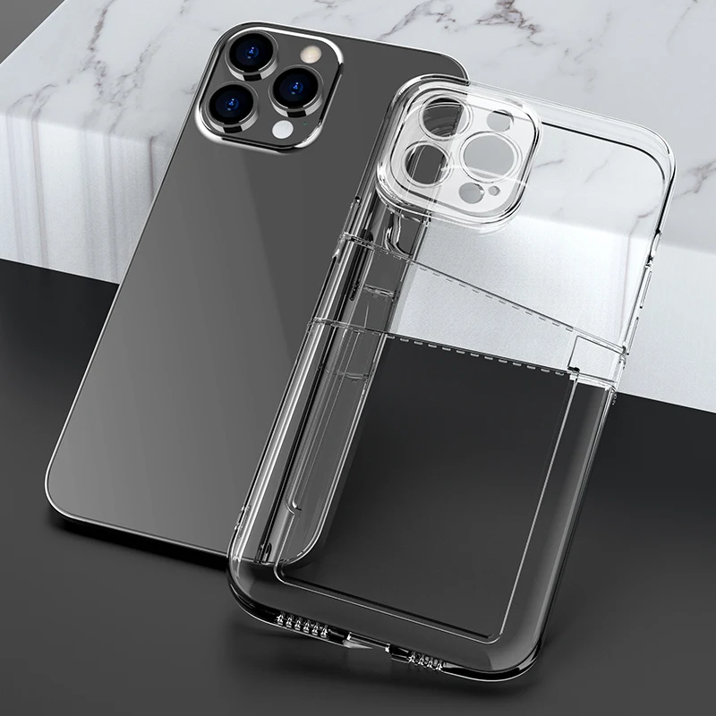 Card Holder Phone Clear Case for iPhone 16 15 Pro Max 14 Plus 13 Mini 12 11 X XS XR SE 2022 2020 16Pro Wallet Cover Accessories