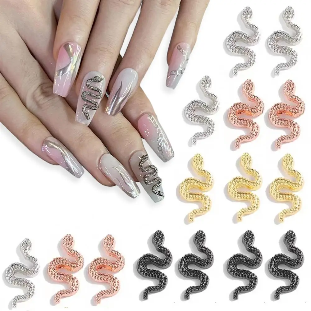 Snake Nail Art Accessories High-quality Nail Embellishments Chic Stylish Snake Nail Charms 60pcs Metal Rhinestone for Women's