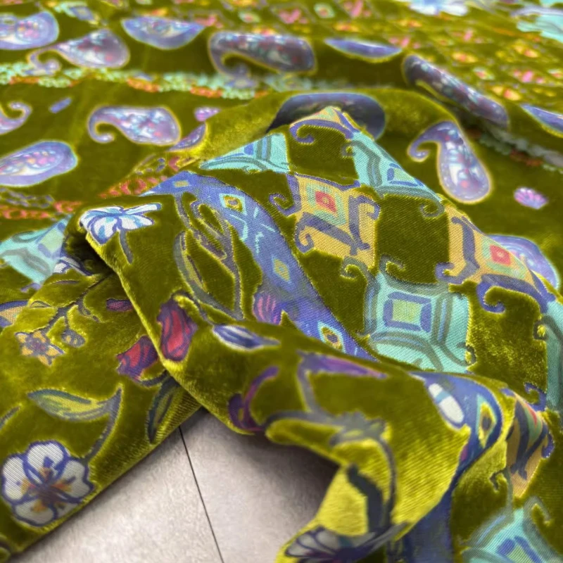 4 ألوان الحرير نسيج مخملي النمط الصيني معطف فستان أقمشة الحرير المخملية مصمم النسيج لكل متر #5