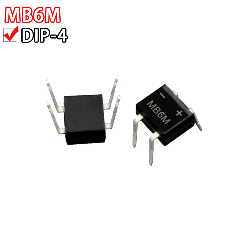 20PCS MB6M 0.5A 600V in-line DIP4 bridge rectifier bridge/rectifier bridge reactor