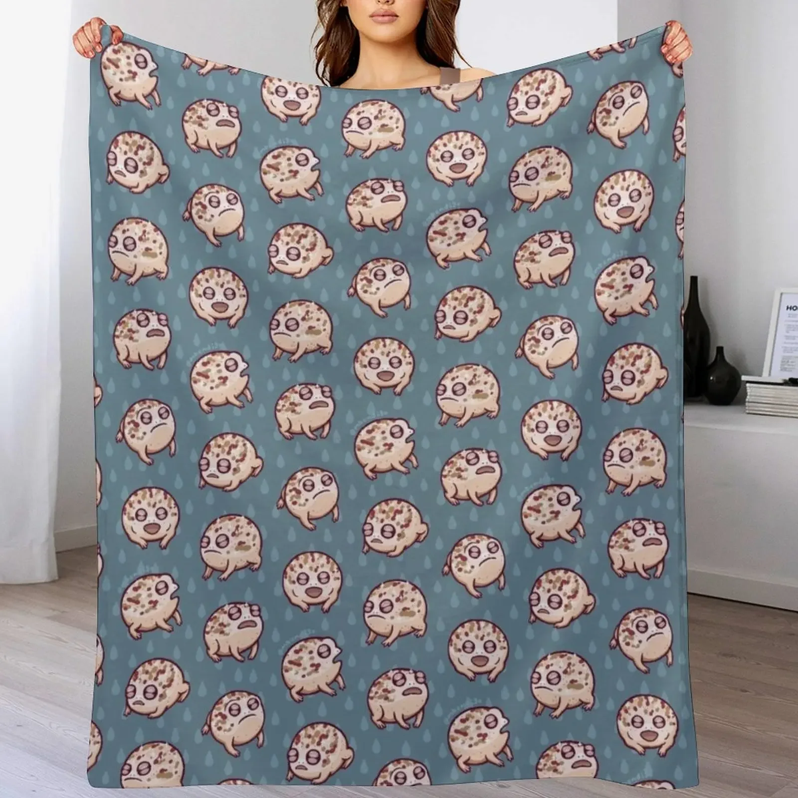 

Desert Rain Frog Throw Blanket Soft Comfort Blanket for Reading Watching TV