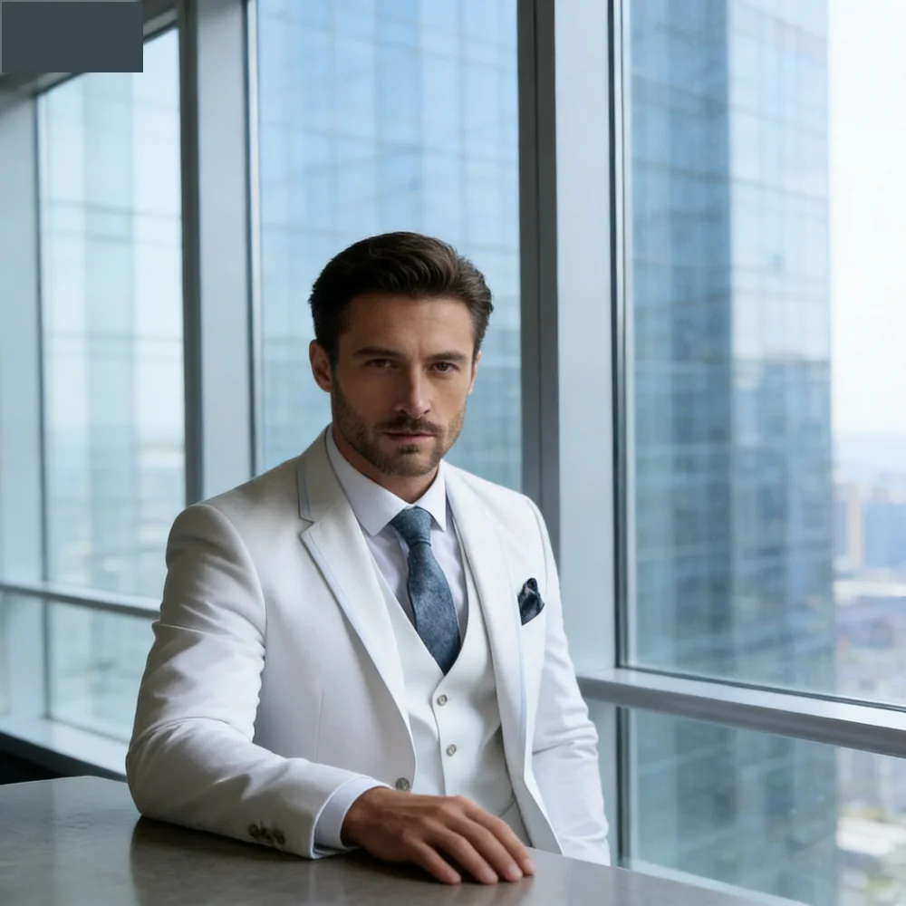 

Классический свадебный костюм-тройка из плотной ткани, регулируемый, для мужчин, для торжественных мероприятий и свадебных торжеств