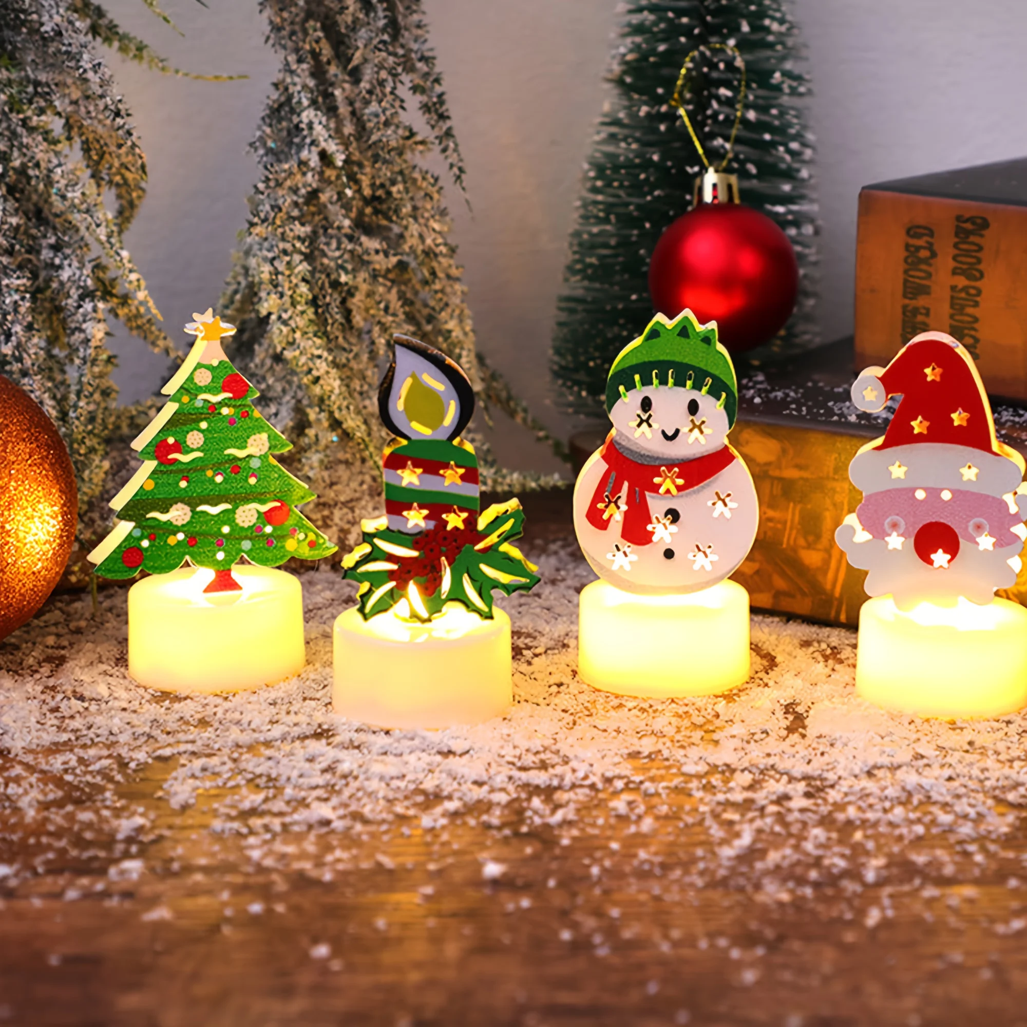 5 stücke LED Elektronische Kerze Lichter Weihnachtsbäume Santa Claus Schneemänner Kreative Kerzen Kleine Nacht Lichter Hause Decorat Ornamente