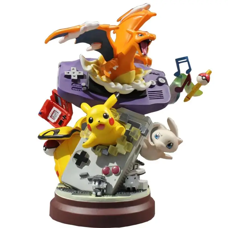 20cm pokemon pikachu anime figura pikachu máquina de jogo modelo gameboy pika mew charizard boneca pvc estátua ornamento decora brinquedo presente