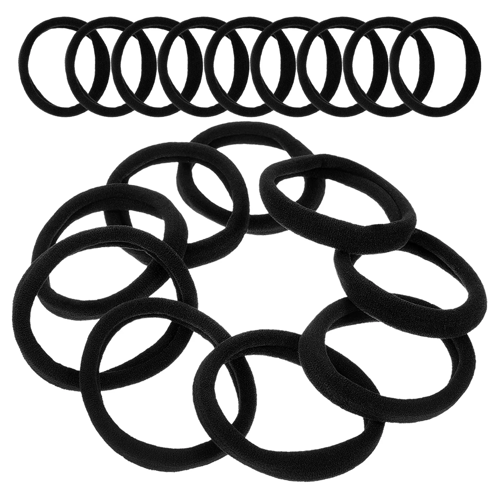 100pcs Black Elastic Hair Ties for Women Girls Seamless Soft Ponytail Holders No Hurt Hair 5cm Size Easy to Use