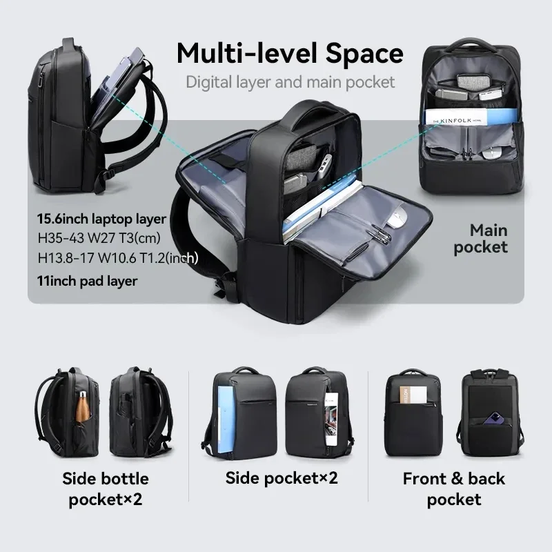 Mark Ryden Men Business Aesthetic Backpack School Expandable USB Bag Large Capacity 15.6 Laptop Waterproof Fashion Backpack