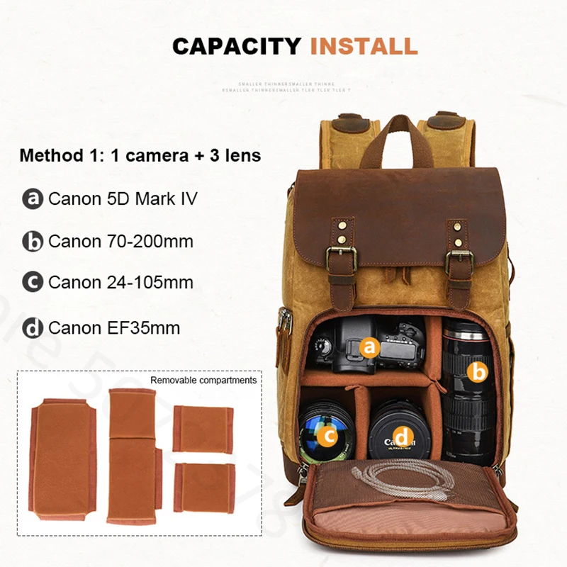 Professional DSLR Camera Bag Men/Women Backpack Waterproof Photography Backpack Outdoor Wearable for Canon Nikon for 15.4 Inch