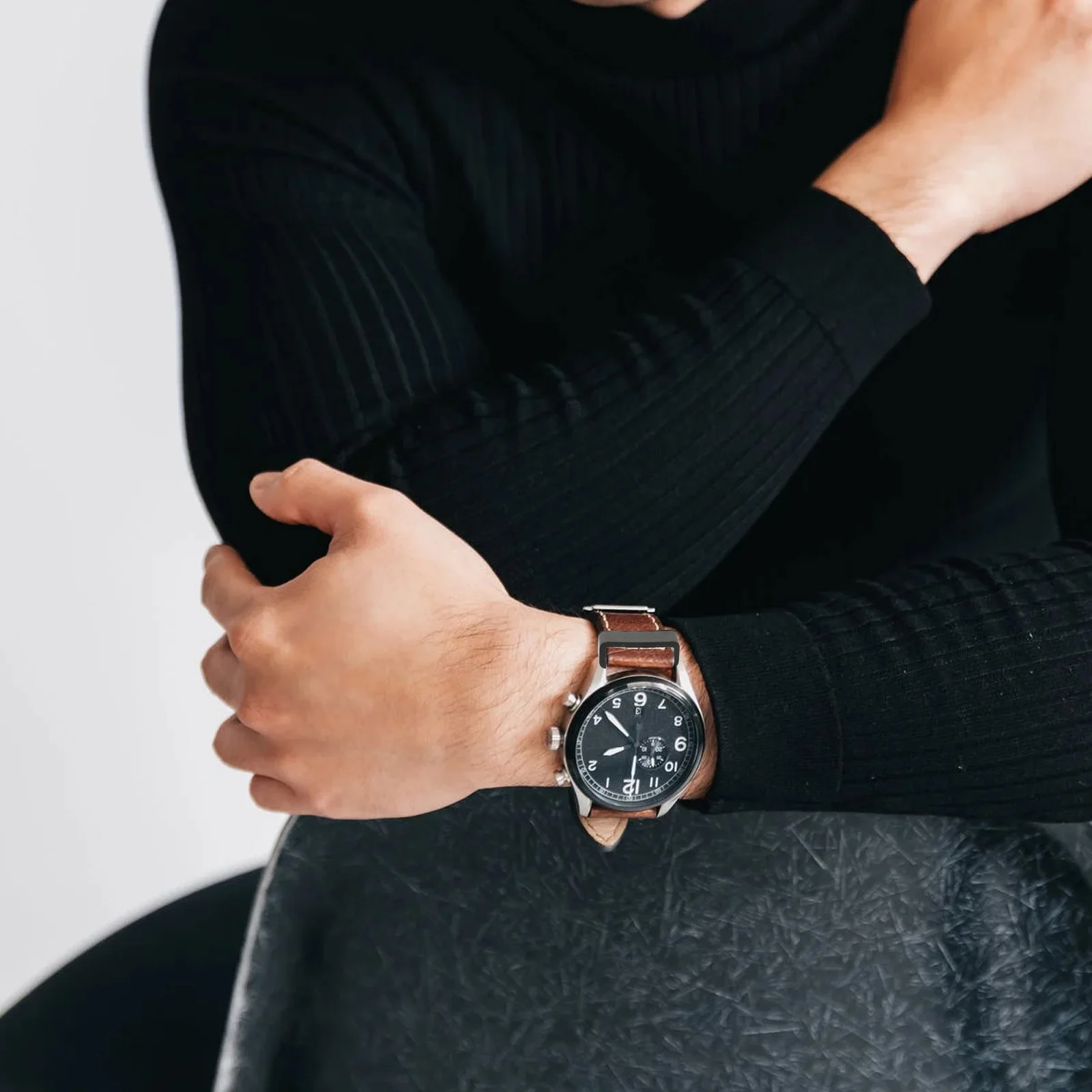 6 pezzi di cinturino per orologio con anello mobile nero, cinturino di ricambio, elasticità, fibbia, anelli di fissaggio