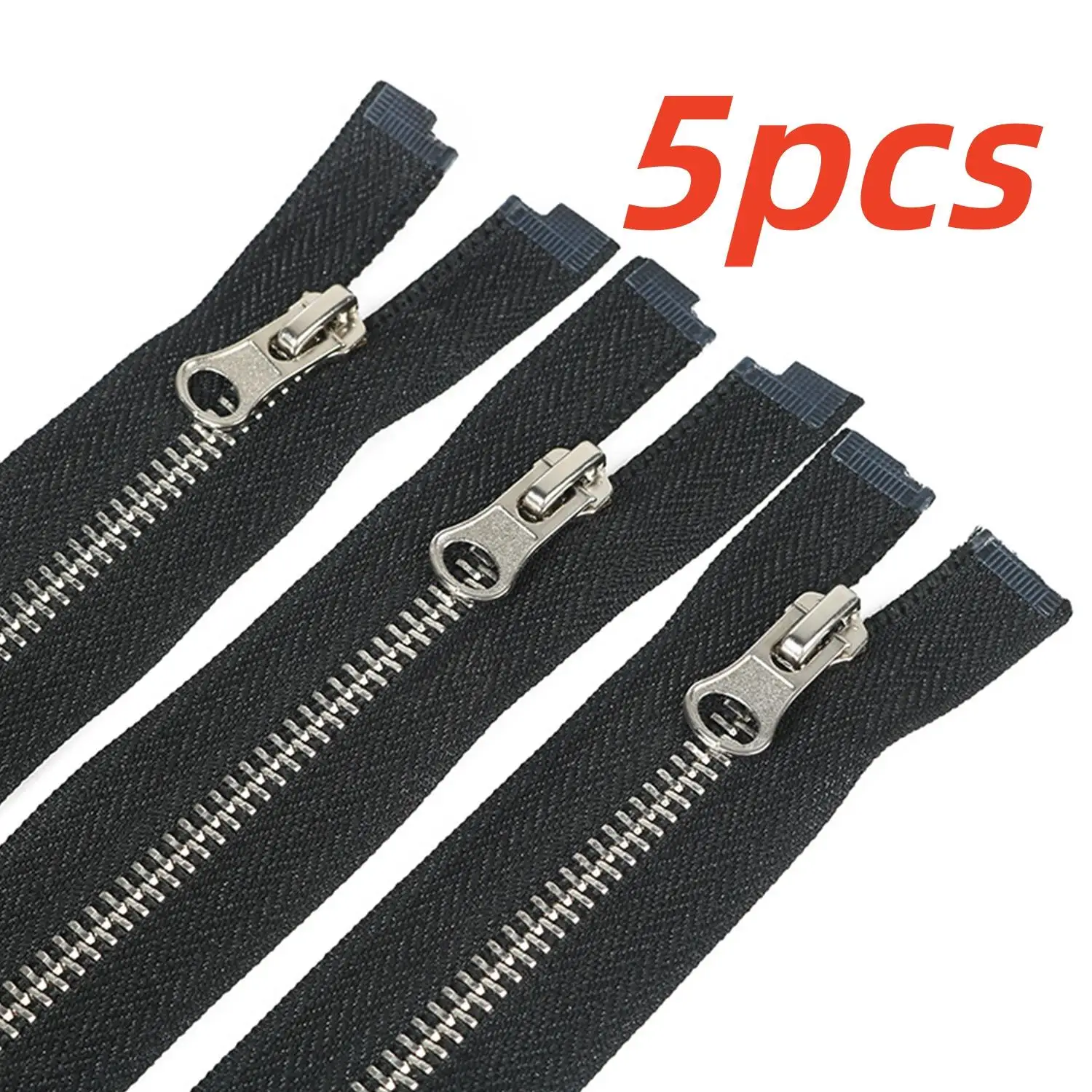 

5PCS Zipper DIY Handcraft For Cloth Zipper Sliders Head Open End Zip Black Metal Handicrafts 50cm