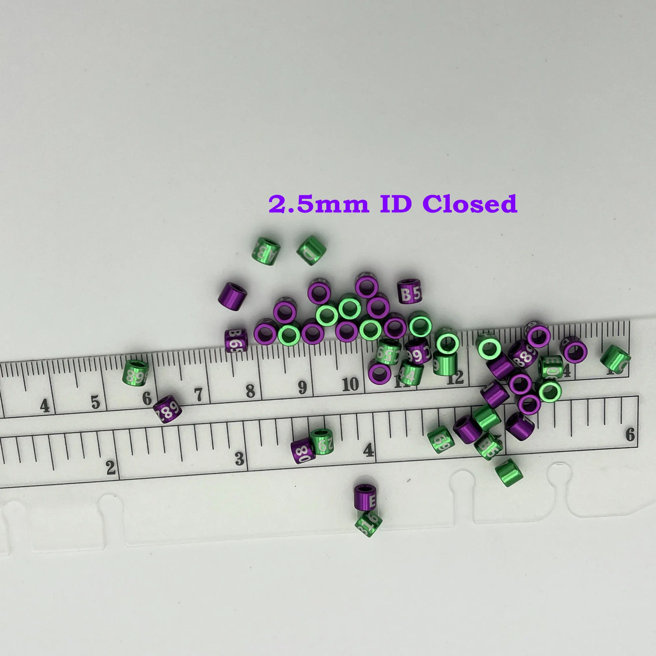 Closed Aluminum Bird Leg Bands, Non-Custom, Random-Character, Color-Mixture, 2.5mm, 25 PCs/Lot