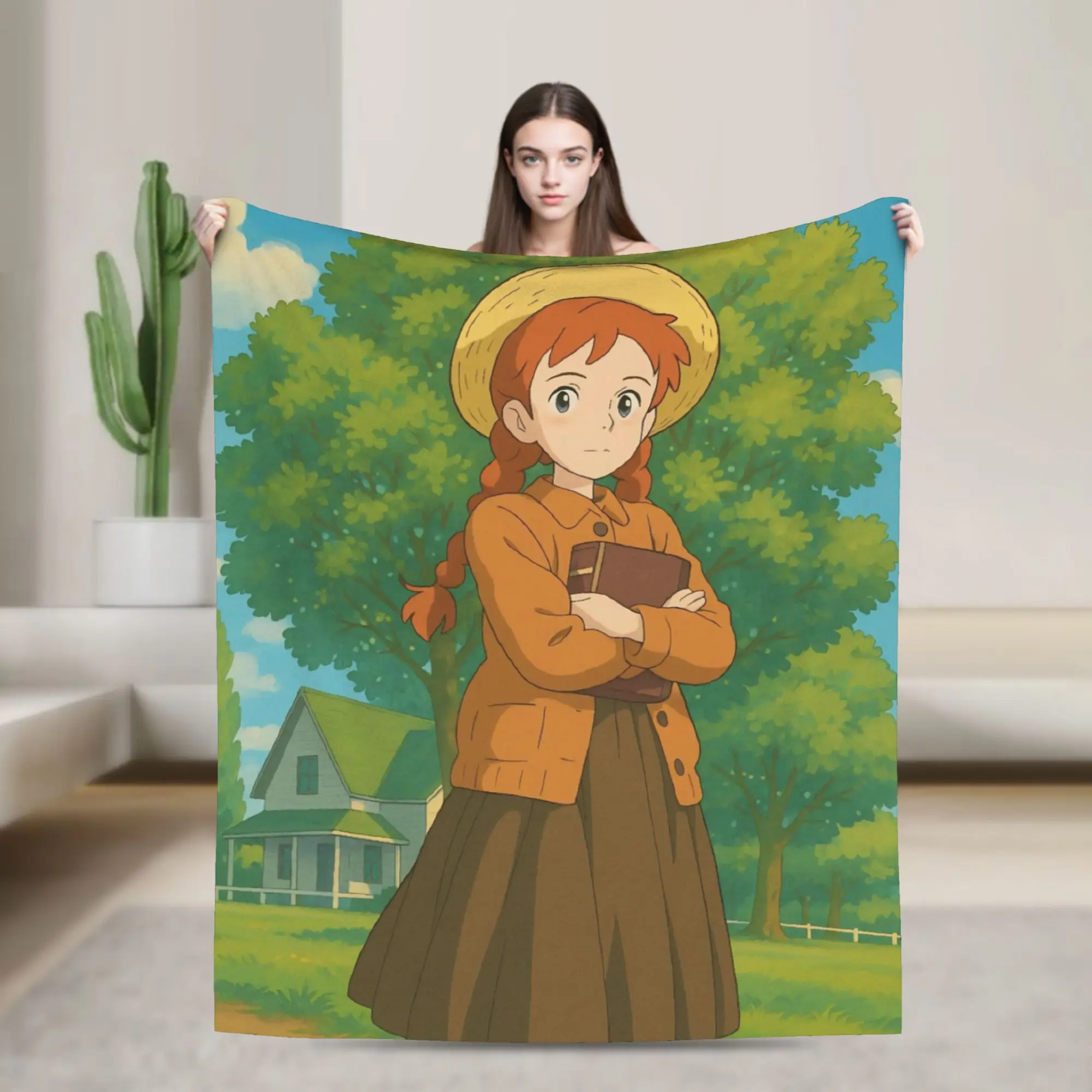 A-Anne Shirley Cartoon Blanket Warm Cozy Fluffy  Throw Blankets for Bed 50x60 Inch Multi-size Bedspread