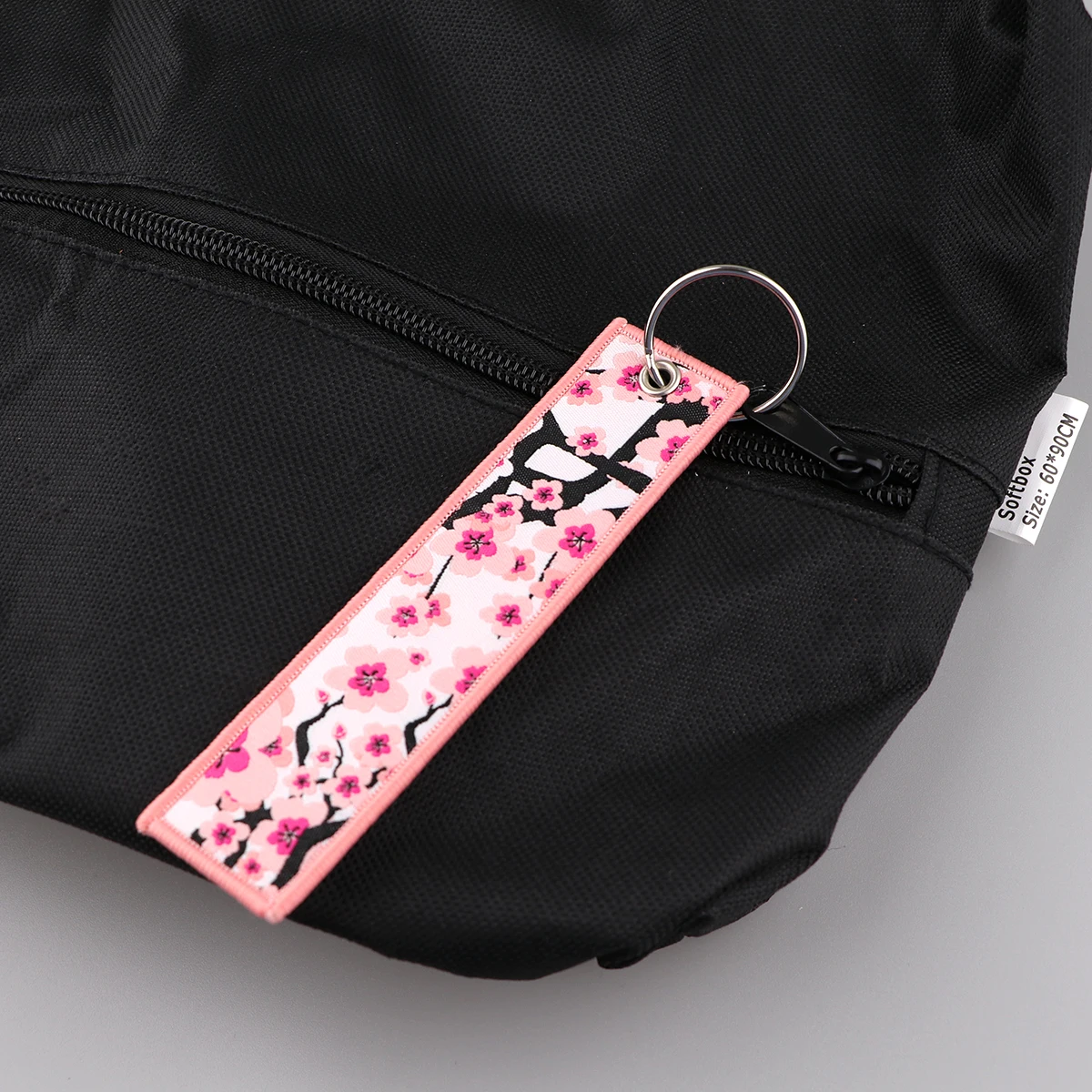 Cherry Blossom Embroidery Key Fobs Moon Key Tag Cartoon Keychain For Car Keys Backpack Key Ring Holder Chaveiro Jewelry Gifts