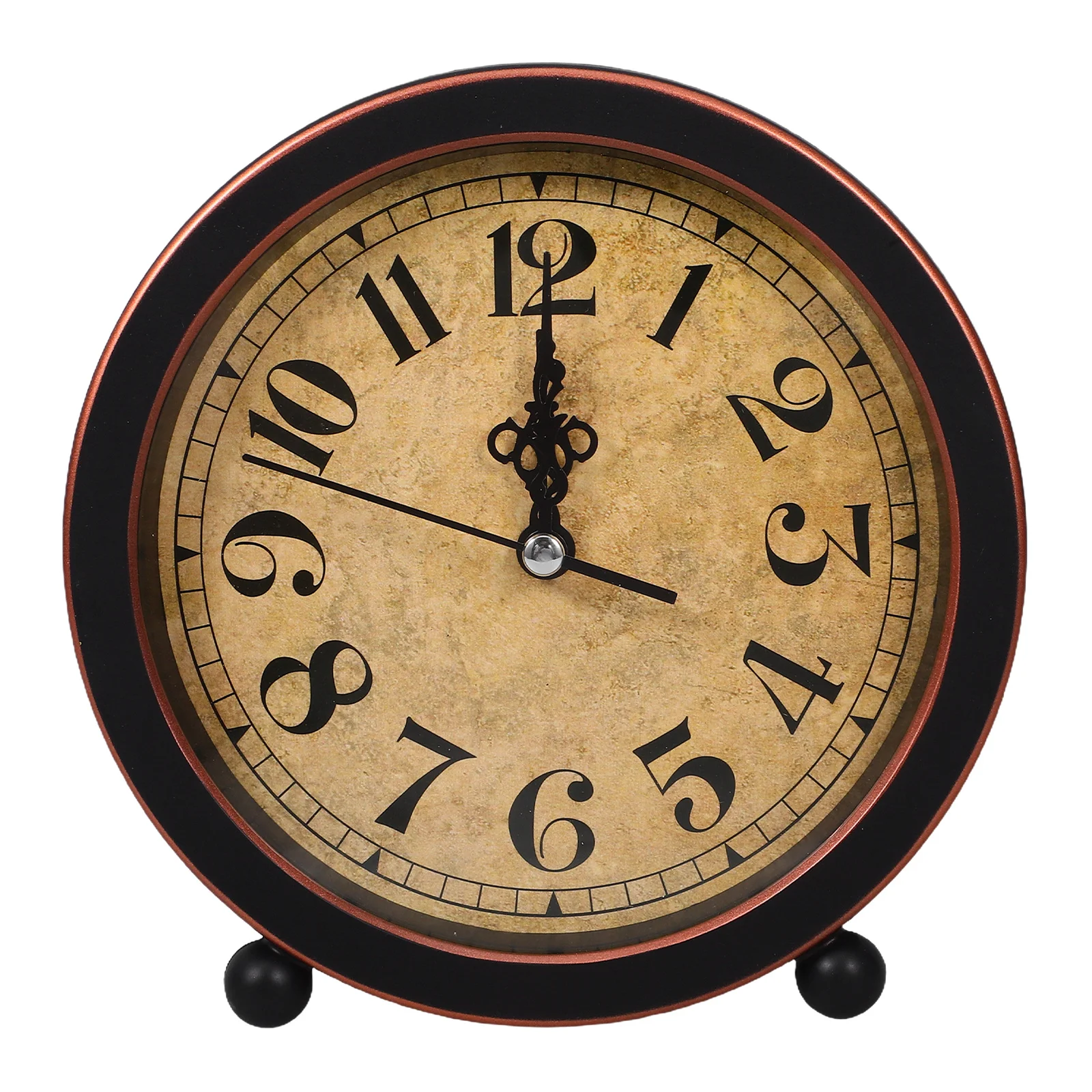 

Vintage Analog Alarm Black Small Silent Sweep Movement Metal Desktop Table Clock For Bedroom Living Room European Design