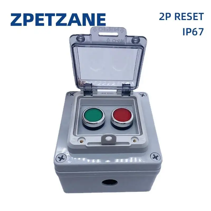 Two Positions Push Button Switch 22mm Protective Waterproof Box IP67 Control Distribution Operation 10A 1NO1NC