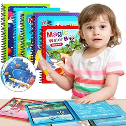 Reusable Kids Magic Water Drawing Books Kids Graffiti Coloring Water Picture Book Sensory Early Education Puzzle Drawing Toys
