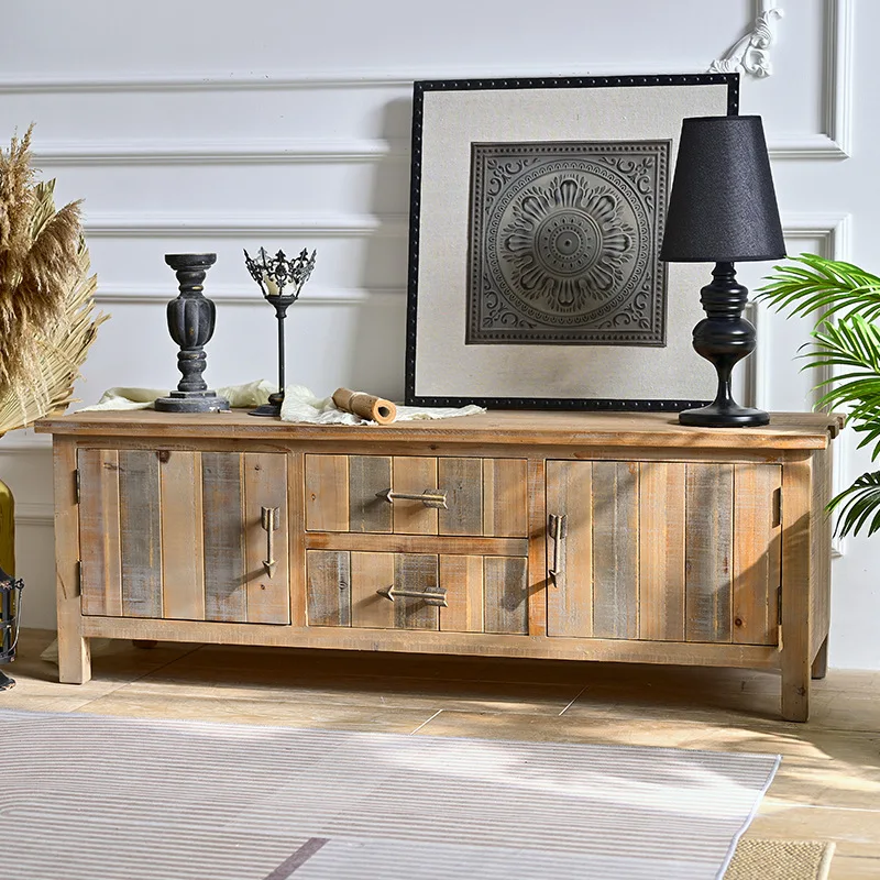 와비산산 레트로 원목 거실 고급스러운 느낌의 케이스형 TV 캐비닛 B&B 빈티지 감성 창의적인 장식 수납장