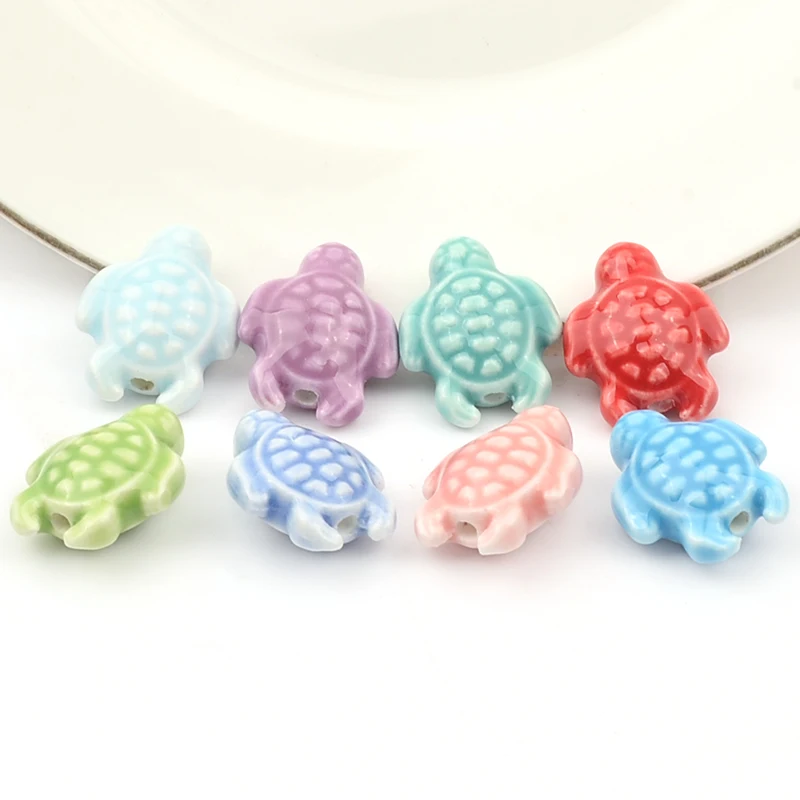 10pcs 15x18mm Sea Turtle Beads Straight Hole Ceramic Beads For Jewelry Making DIY Bracelets Necklace Accessories