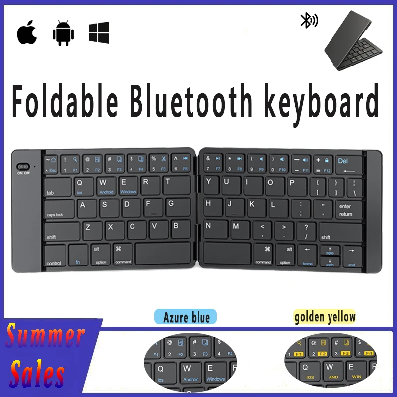 

Mini foldable Bluetooth wireless keyboard compatible with iOS, Android, and Windows
