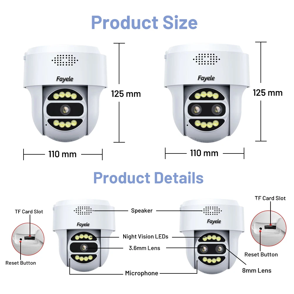 Home Security Wireless Dome PTZ Camera 4MP Auto Tracking 4K 8MP Dual Lens 10X Zoom Color Night Vision WiFi IP Camera Camhipro