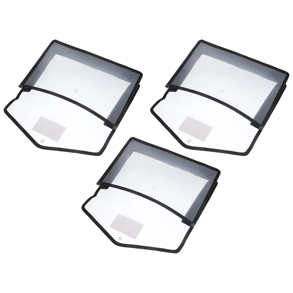 

3Pcs A4 Document File Organizer Bag Waterproof Transparent Folder for Office School Teachers Students Snap