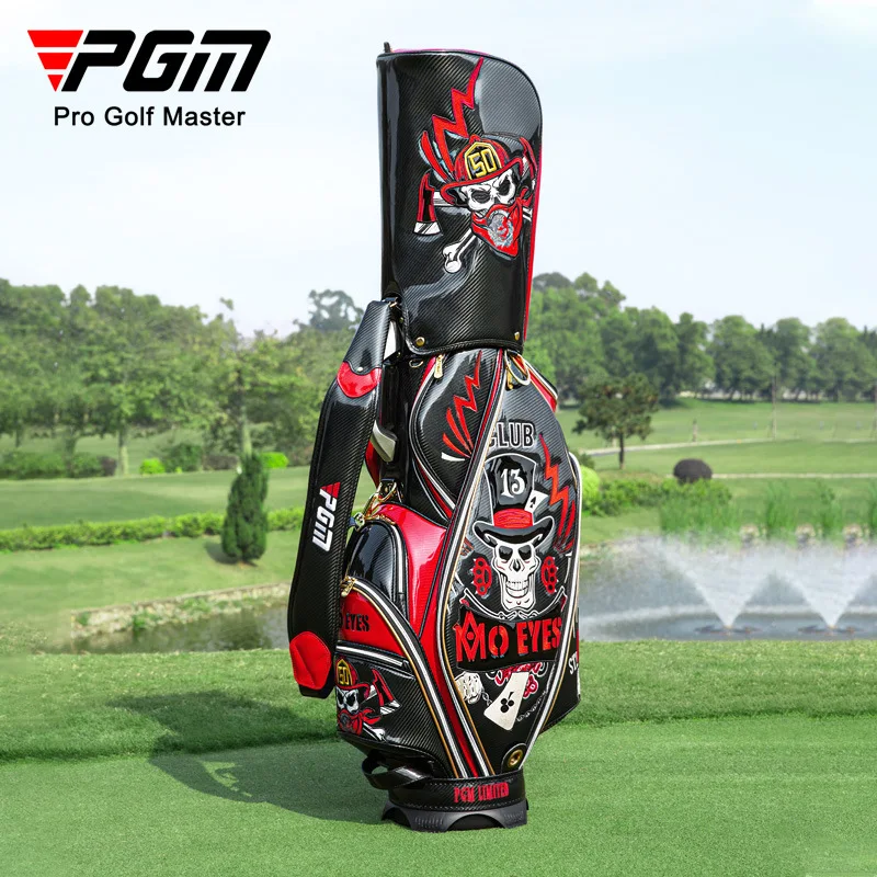 PGM MOO EYES Luxury Men Golf Bag Standard Bagpack Can Hould 13pcs Clubs Waterproof Crystal Leather 3D Embroidered QB112