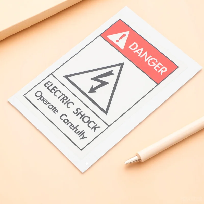 ملصق لافتة للصدمات الكهربائية، طباعة شفافة، تصميم بسيط، ملصق معدات الصدمات الكهربائية المفيد والمفيد #6