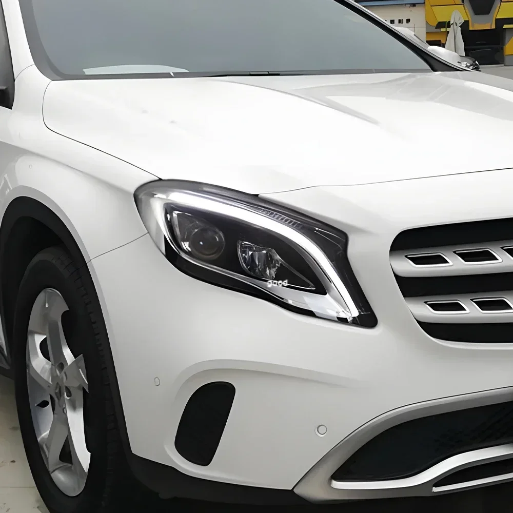 المصابيح الأمامية للسيارات ترقية عالية التكوين الجمعية لبنز Gla W156 X156 2015-2019 LED سيارة إضاءة أمامية العارض عدسة الملحقات
