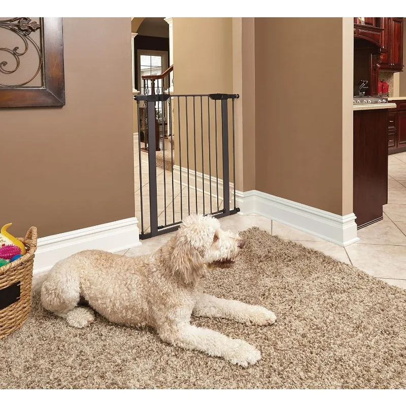 39 Inches Tall Walk-Through Steel Pet Gate, Pressure Mounted Dog Gate Measures 29 - 38 Inches Wide