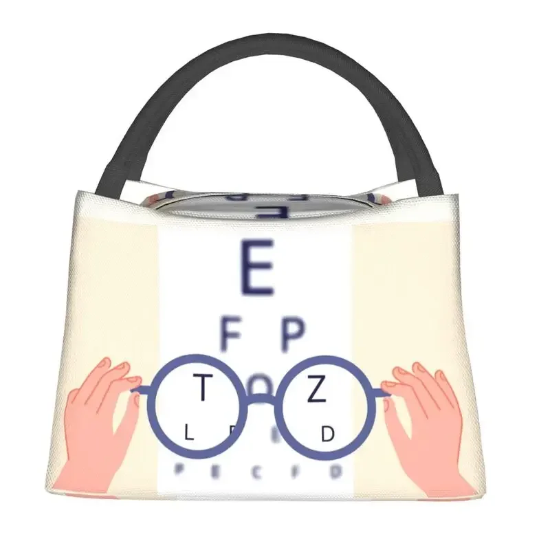 Eye Test Glasses Insulated Lunch Bag for Work Office Optometrist Optician Waterproof Cooler Thermal Lunch Box Women