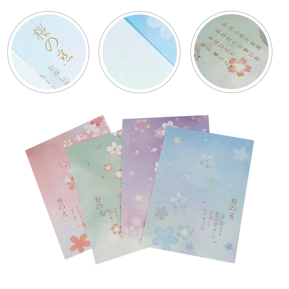 

5 Set/40pcs Cherry Blossom Letter Paper Writing Horizontal Grid Stationery Blossoms Pattern