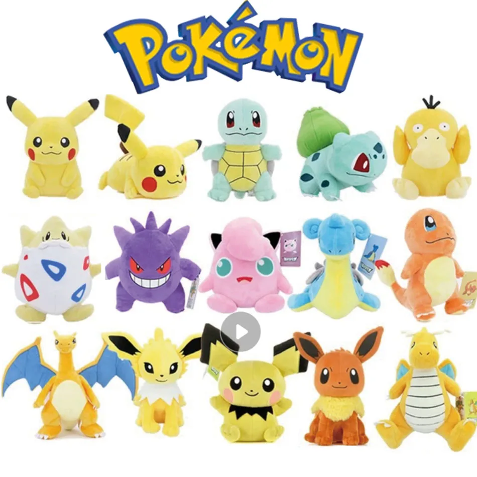 

10 шт. официальных плюшевых игрушек Pokemon - Чармандер, Сквиртл, Пикачу, Бульбазавр, мягкие игрушки Pokemon, кукла Pokemon, подарок на день рождения