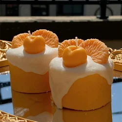 3D Simulated Orange Cake Shape Silicone Candle Mold Epoxy Resin DIY Mini Cake  Candle Mold Wax Making Soap Cake Mold