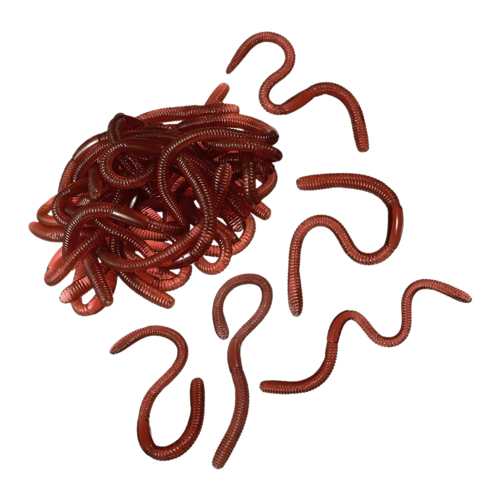 

30Pcs Faux Worms Highly Detailed Elastic Sticky Plastic Earthworms for Prank Parties Horror Decor Fishing Bait Simulation Props