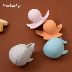 Baby Silicone Octopus and Whale Spray Water Bath Toys Set Cute Animal Shower Toys Infant Bathtub Floating Toy Gift for Toddlers