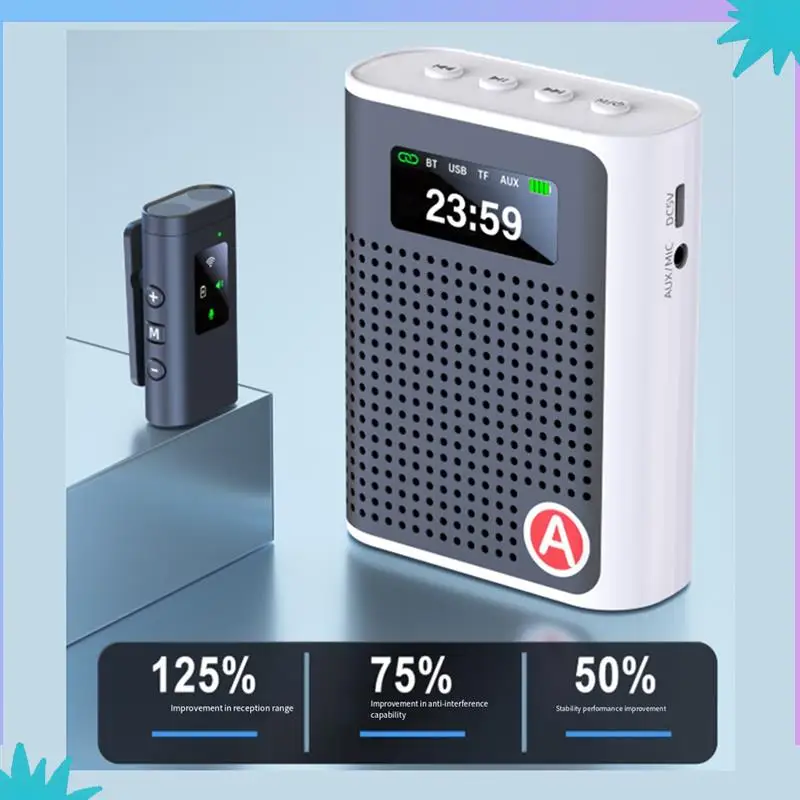 ABZW 교사 투어 가이드 무선 칼라 앰프 디지털 디스플레이 Little Bee 다기능 휴대용 스피커 앰프