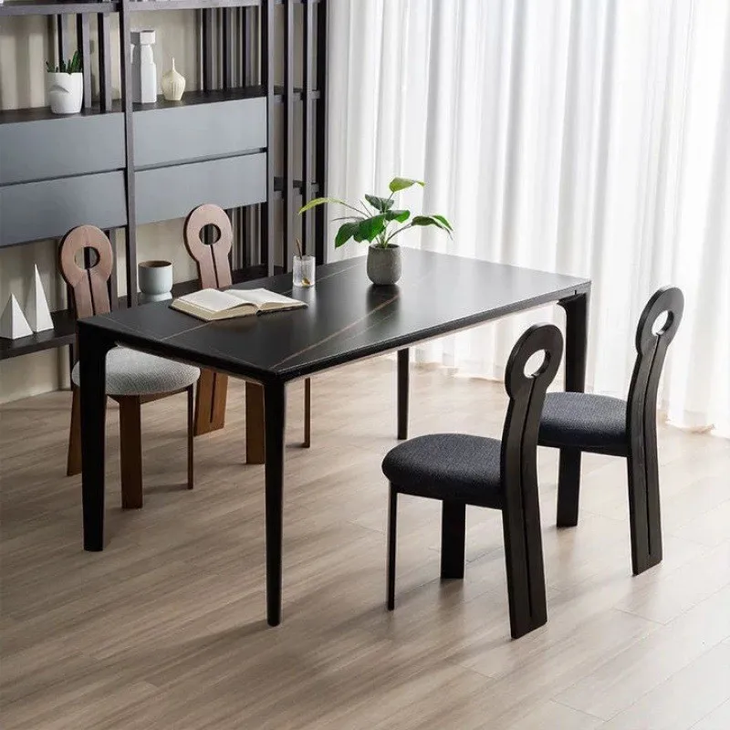 JOYLOVE Nordic Solid Wood Dining Chair Retro Simple Household Wool Lamb Back Chair Living Room Furniture Bedroom Makeup Chair
