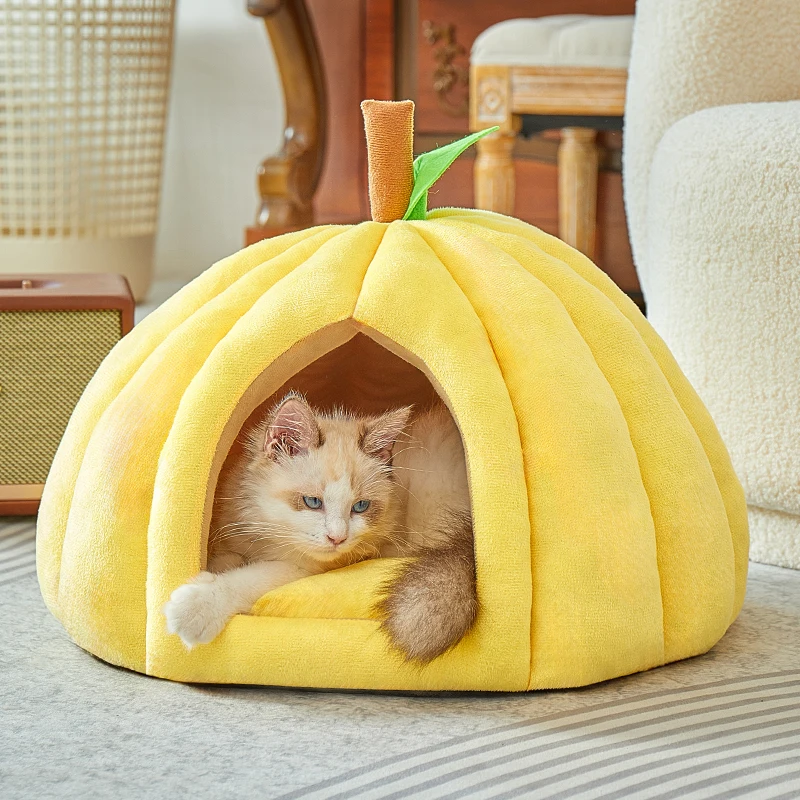 

Cat Bed House Kennel Nest Round Pets Sleeping Cave Kitten Beds Pet Basket Cozy Lounger Cushion Dog House Tent