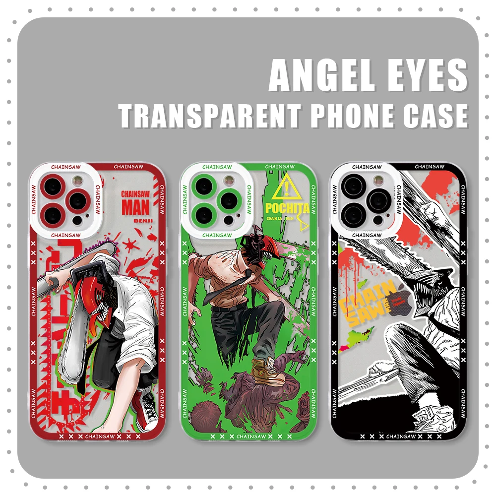 Anime Chainsaw Man Phone Case for Oppo A98 A96 A79 A78 A74 A60 A58 A57 A54 A53 A38 A17 A16 4G 5G Border Print Clear Soft Cover