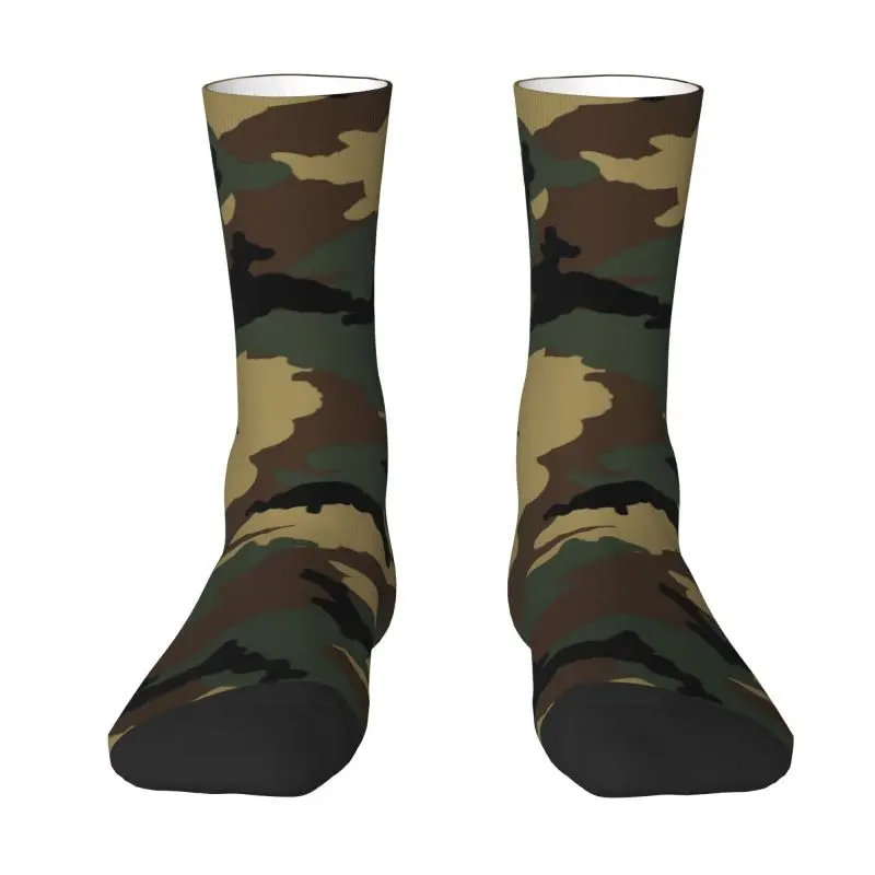 Custom Original Woodland Camo Dress Socks for Men Women Warm Fashion Novelty Military Army Camouflage Crew Socks