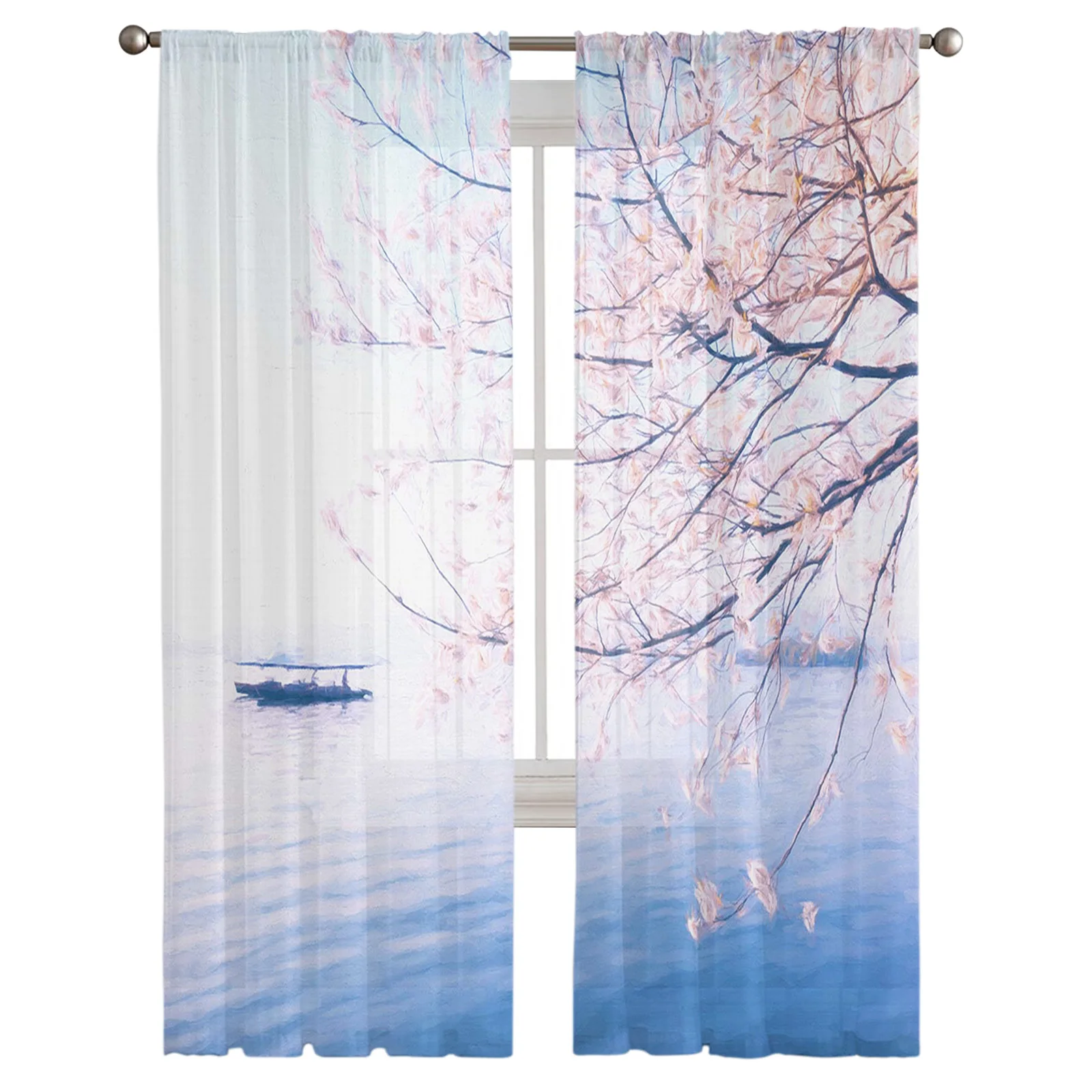 

Winter Snow Birch Tree Sheer Curtain for Living Room Bedroom Voile Drape Kitchen Window Tulle Curtains Home Essentials