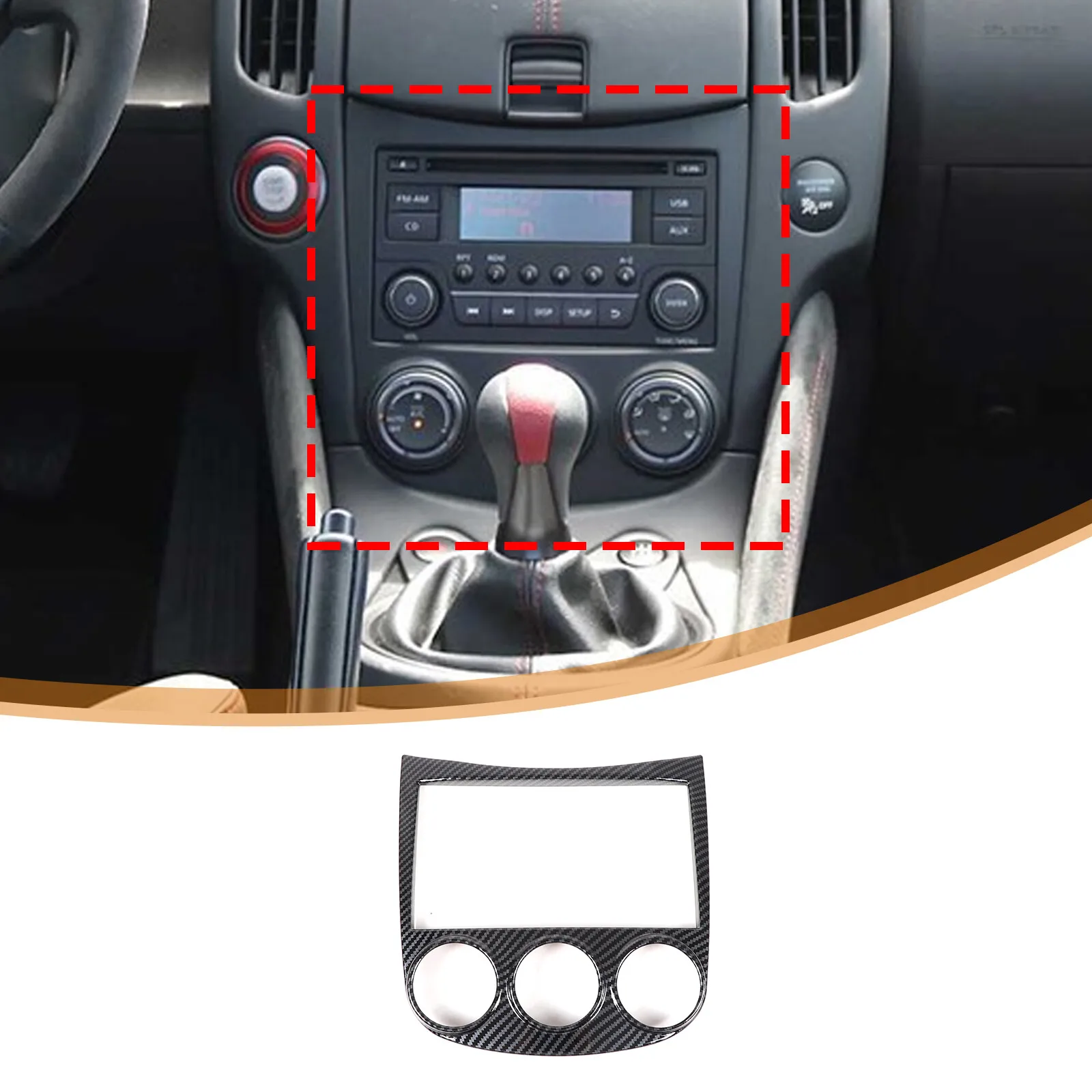 

ABS Carbon Style Car Air Condition Adjustment Button Frame Panel Cover Trim For Nissan 370Z 2015-2020 Without Navigation Spec