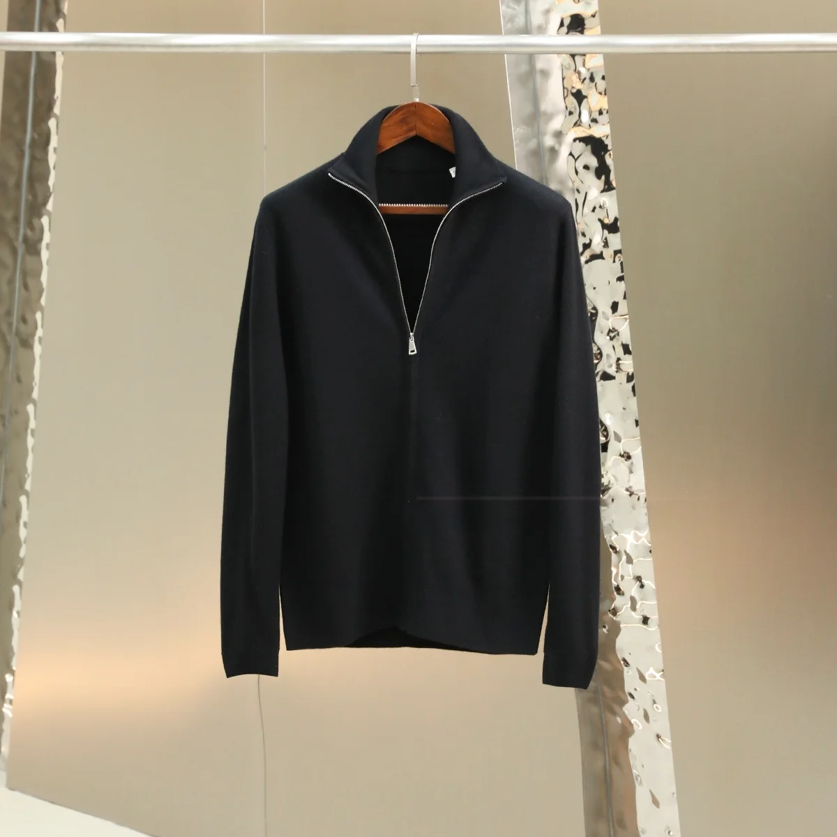 High-End Men's Knitted Cardigan Stand Collar 80 Wool Faion Urban Sle Busin Autumn Long Sve Warmth Youth Faion