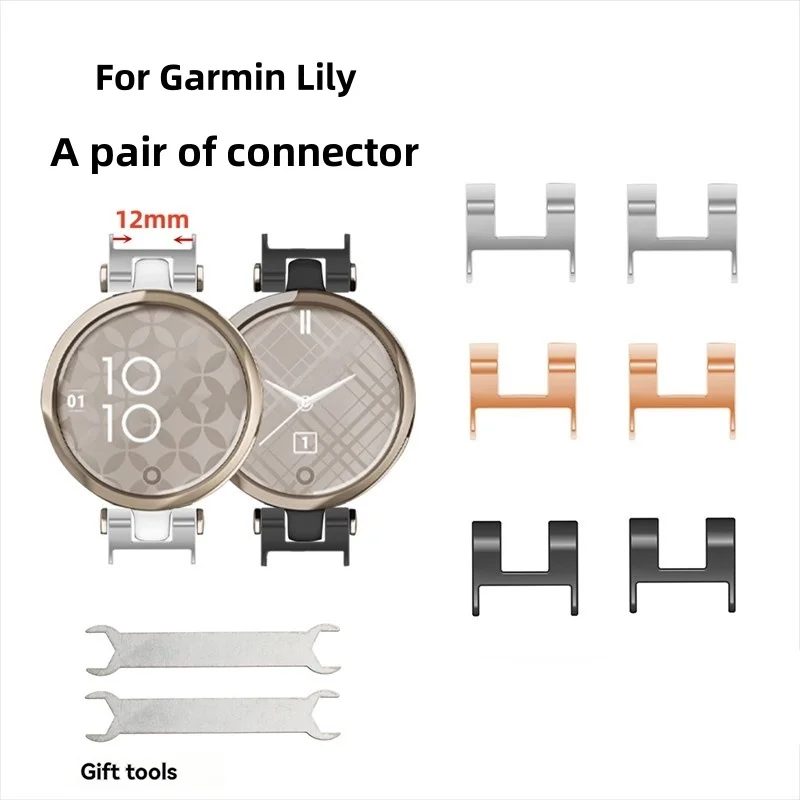 For Garmin Lily Watch Band Connector 12mm Nylon/Steel/Leather Strap Connector Pair with Tools Adapter LILY Watch DIY Accessories